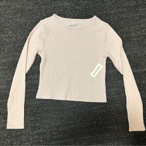 PacSun Light Pink Ribbed Long Sleeve Crop Top
